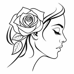 Minimalist Line Art Drawing of a Woman s Face in a Simple Style