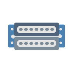 Stylized server stack representation against solid black background