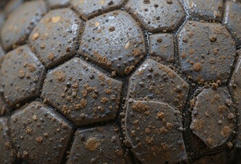 Mudcovered textured surface with geometric patterns