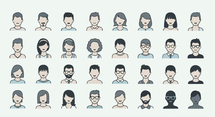 Obraz premium Diverse group of cartoon avatars