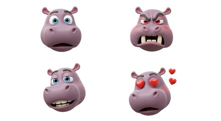 Obraz premium Digital hippopotamus emoticons