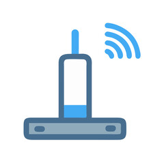 Modern flat design wifi router icon illustration on black