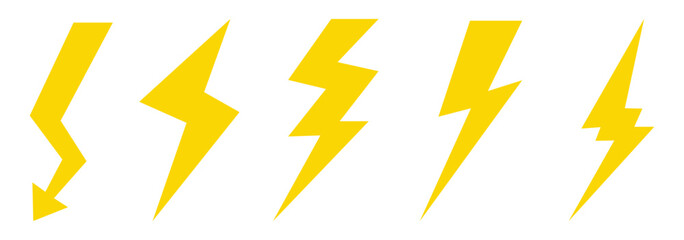  Lightning Bolt vector Icon. Thunderbolt Flash Electric Symbol. flash thunder power icon. vector illustration.