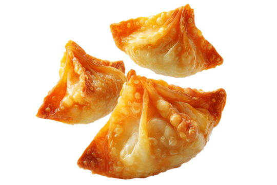 Australia dim sum deep fried dumpling topped with sesame, isolated isolated on white transparent background, concept of Asian cuisine