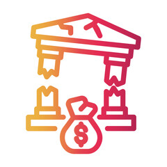 bank crisis Line Gradient Icon