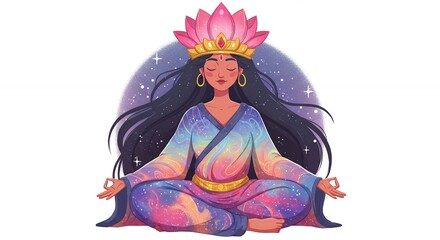 Obraz premium Peaceful meditative woman illustration