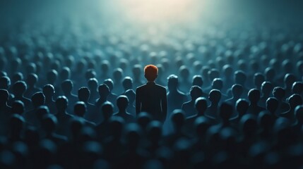 Obraz premium A Single Figure Stands Out From the Crowd.