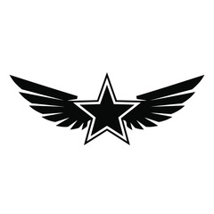 Obraz premium Black star with wings emblem symbol