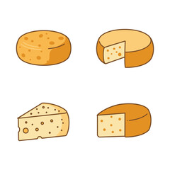 Four Types of Cheese Icons Flat Design Illustration