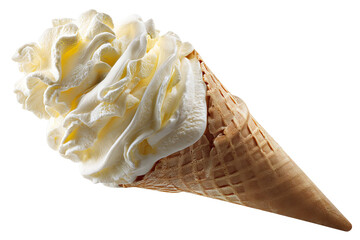 Delicious creamy vanilla ice cream scoop isolated on a transparent background in realistic PNG style perfect cutout element for menu design packaging digital art dessert promotions and summer themed