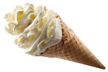 Delicious creamy vanilla ice cream scoop isolated on a transparent background in realistic PNG style perfect cutout element for menu design packaging digital art dessert promotions and summer themed