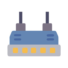 Simple Blue Router Illustration with Flat Design Style