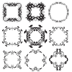 Floral décor vintage frames vector set