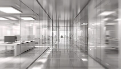 Modern, empty office hallway