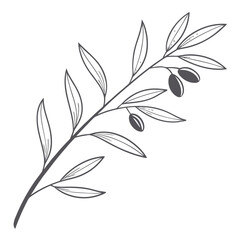 Minimalist Line Drawing of a Small Sprig