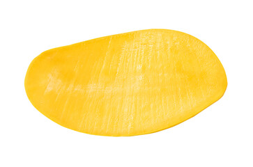 A half of ripe yellow mango fruit isolated on white background with clipping path