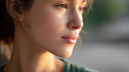 Fototapeta premium Close-up of Acne on Cheek Illuminated by Soft Sunlight