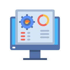 Computer monitor displaying business analytics and data visualization