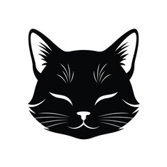 Fototapeta premium Black Cat Face Silhouette feline animal