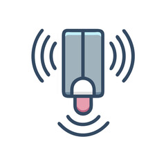 Stylized wireless smart sensor emitting signal on dark background