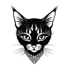 Obraz premium Black cat face with ornate collar feline animal