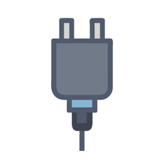 Isolated gray power adapter plug on black background illustration
