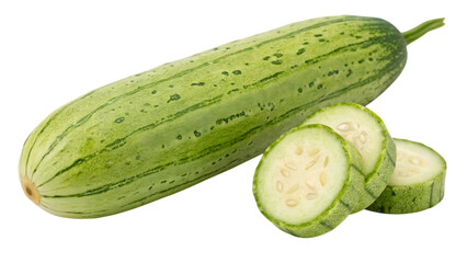 Fresh ridge gourd vegetable isolated on transparent background