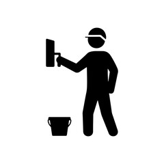 Painter silhouette icon vector flat design.