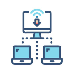 Conceptual computer network with wireless data transfer illustration vector
