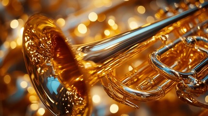 Golden Trumpet Gleaming: A Symphony of Light and Brass Beauty Close-up