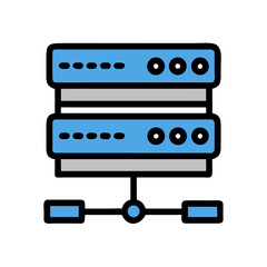 Flat design illustration of network server on black background