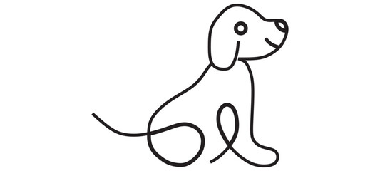 Dog Outline Vector Art Illust...