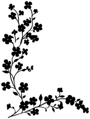 Silhouette of forget me not flower corner border