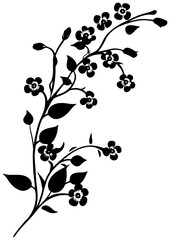 Decorative forget-me-not flower silhouette border