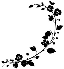 Naklejka premium Decorative forget-me-not flower silhouette border