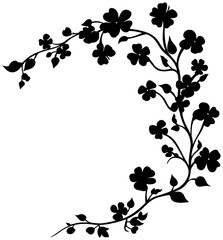 Forget-me-not flower corner border silhouette