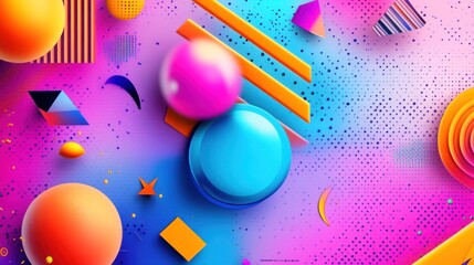 Obraz premium Abstract vibrant colorful geometric shapes background design.