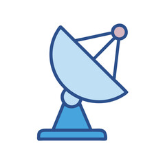 Satellite dish radar vector flat icon on black backdrop