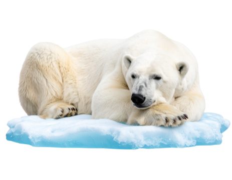 Polar Bear Resting on Ice Patch PNG