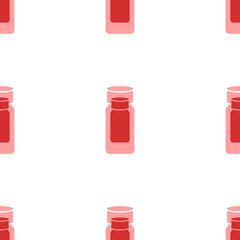 Seamless pattern of large isolated red salt shaker symbols. The elements are evenly spaced. Illustration on light red background
