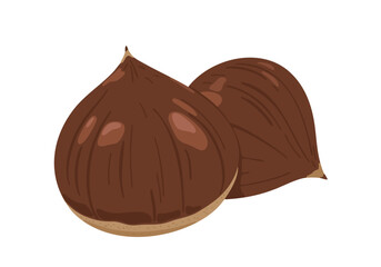 秋の味覚の栗のイラストセット