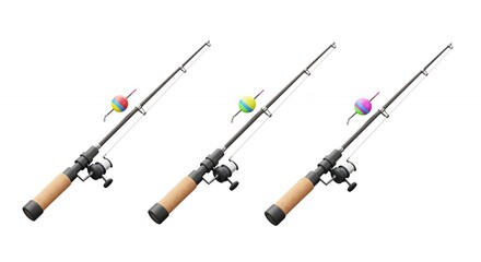 Naklejka premium Fishing rods illustration set