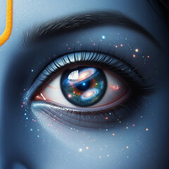 Close-up of Lord Krishna's Cosmic Eye, a Symbol of the Universe