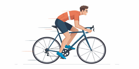 Fototapeta premium Dynamic vector illustration of a cyclist in motion, designed with clean outlines and flat solid colors