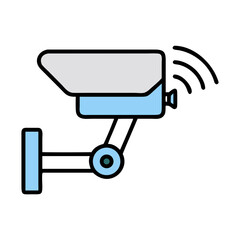 Security camera icon in flat style against black background