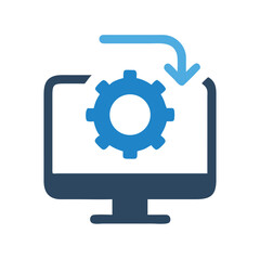 Computer settings process showing update or sync concept image