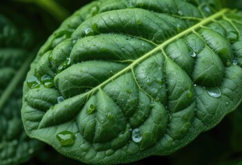Leaf with Water Drops	Close-up of a leaf with water drops.