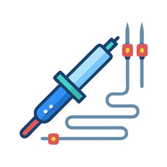 Stylized digital illustration of a soldering iron and tips