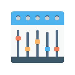 Flat vector graphic of an audio mixing console panel