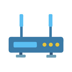 Stylized blue wireless router isolated on solid black background